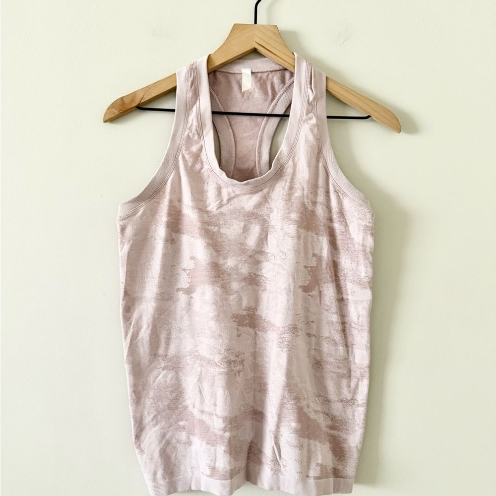 Athleta Racer Back Athletic Tank Top in Space Dye Pink Size M